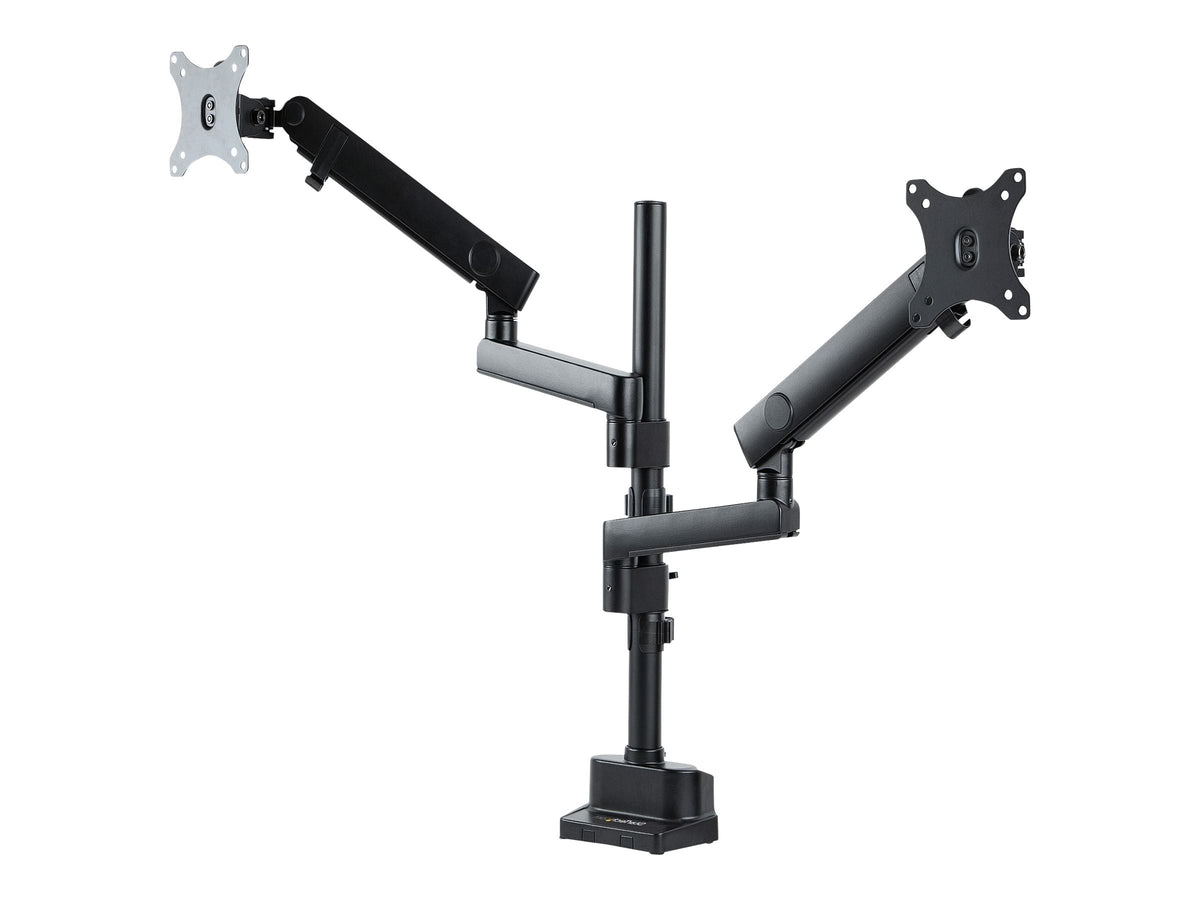 StarTech.com Dual Monitor Halter für Tischmontage - Flexible Monitorarm für 2x VESA Monitore bis zu 32 Zoll(8kg) - Vertikal Stapelbare Arme - Höhenverstelbar/Schwenkbar - Klemme/Tülle (ARMDUALPIVOT)