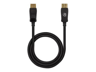 Manhattan DisplayPort 1.4 Cable, 8K@60hz, 2m, Braided Cable, Male to Male, With Latches, Fully Shielded, Black, Lifetime Warranty, Polybag - DisplayPort-Kabel - DisplayPort (M)