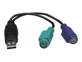 IC Intracom Manhattan USB-A to PS/2 Converter cable, 15cm, Male to Female, Black, Connects Two PS/2 Devices via One USB-A Port, Equivalent to Startech USBPS2PC, Three Year Warranty, Blister - Tastatur- / Maus-Adapter - PS/2 (W)