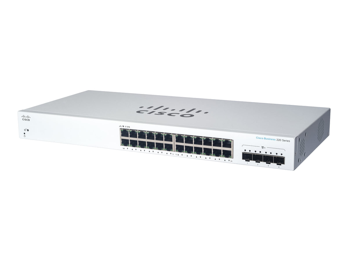 Cisco Business 220 Series CBS220-24T-4X - Switch - Smart - 24 x 10/100/1000 + 4 x 10 Gigabit SFP+ (Uplink)