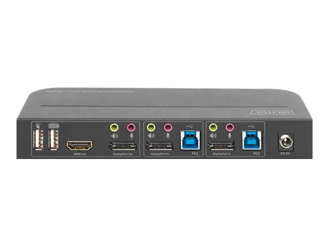 DIGITUS KVM-Switch, 2-Port, 4K60Hz, 2 x DP in,  1 x DP/HDMI out