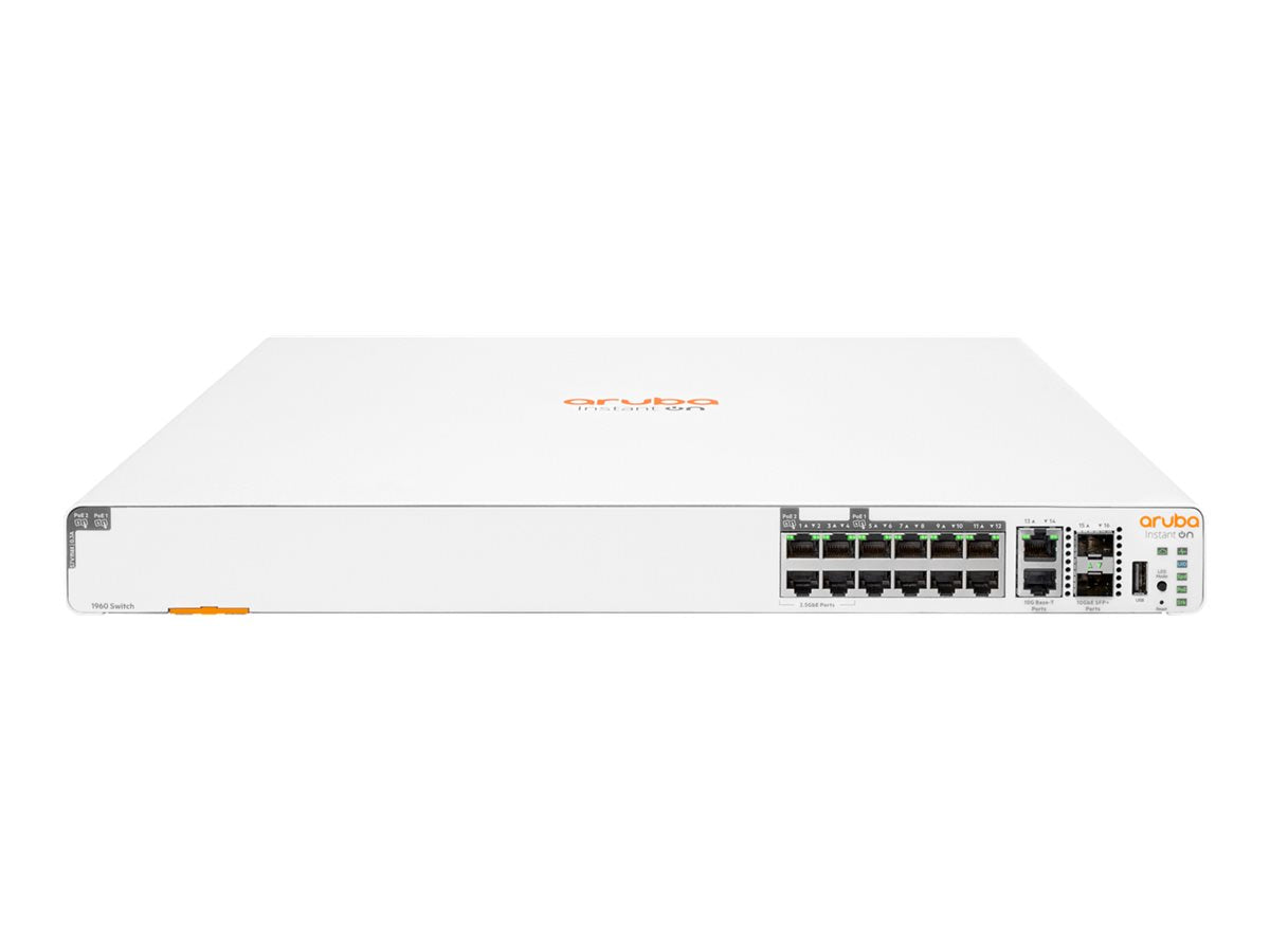 HPE Networking Instant On 1960 - Switch - managed - 4 x 2.5GBase-T + 8 x 100/1000/10GBase-T + 2 x 100/1000/10GBase-T + 2 x 10 Gigabit SFP+ - an Rack montierbar - PoE (480 W)