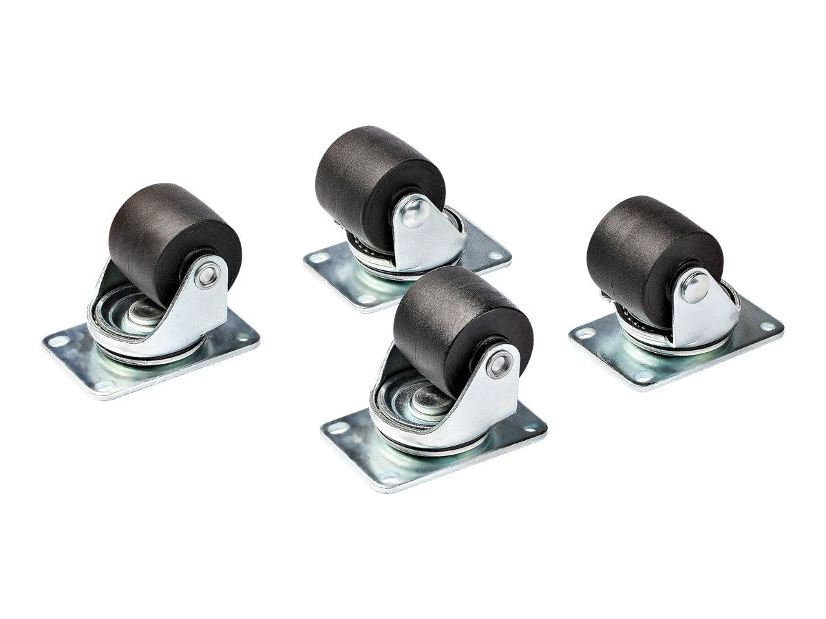 StarTech.com Heavy Duty Casters for Server Racks/Cabinets, Set of 4 Universal M6 2-inch Swivel Caster Kit, 45x75mm Pattern, Replacement Caster Wheels for 4 Post Racks, Steel/Plastic - 4-Pack Rolling Caster Kit (RKCASTER2)