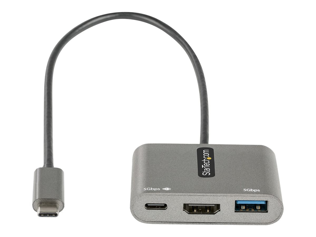 StarTech.com USB-C Multiport Adapter, USB-C auf HDMI 4K Anschluss, 100W PD, USB 3.0 Hub 5Gbit/s (1xTyp-C/ 1xA)