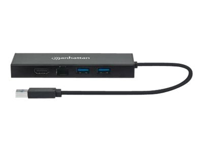 Manhattan USB-A Dock/Hub - Ports (x5): Ethernet, HDMI, USB-A (x2)