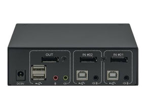 Manhattan DisplayPort 1.2 KVM Switch 2-Port, 4K@60Hz, USB-A/3.5mm Audio/Mic Connections, Cables included, Audio Support, Control 2x computers from one pc/mouse/screen, USB Powered, Black, Three Year Warranty, Boxed