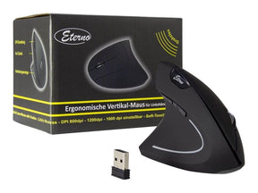 Inter-Tech Eterno KM-206L - Vertikale Maus - ergonomisch - Für Linkshänder - 6 Tasten - kabellos - 2.4 GHz - kabelloser Empfänger (USB)