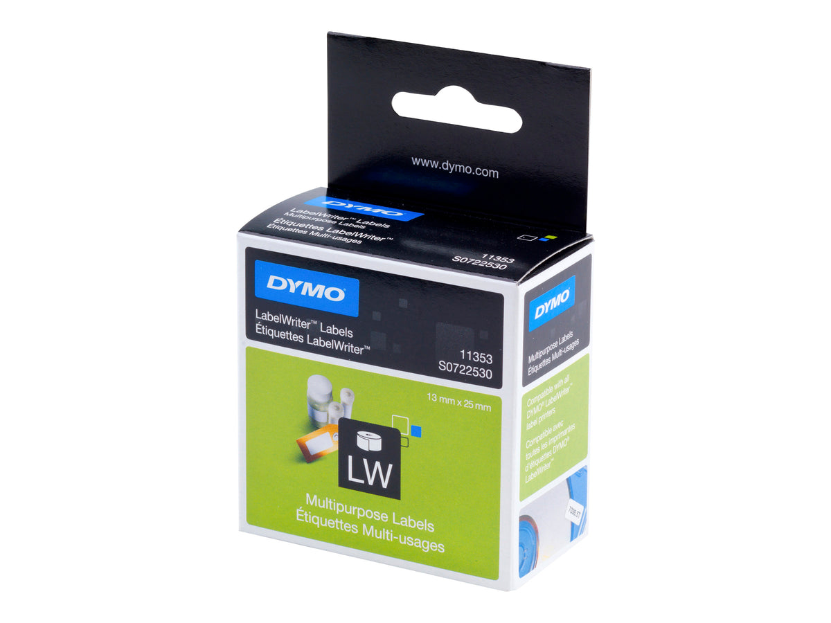 Dymo LabelWriter MultiPurpose - Permanenter Klebstoff - weiß - 13 x 25 mm 1000 Etikett(en) (1 Rolle(n)