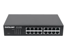 Intellinet 16-Port Gigabit Ethernet Switch, 16-Port RJ45 10/100/1000 Mbps, IEEE 802.3az Energy Efficient Ethernet, Desktop, 19" Rackmount