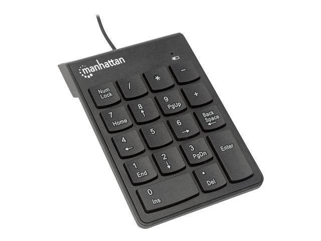 IC Intracom Manhattan Numeric Keypad, Wired, USB-A, 18 Full Size Keys, Black, Membrane Key Switches, Windows and Mac, Three Year Warranty, Blister