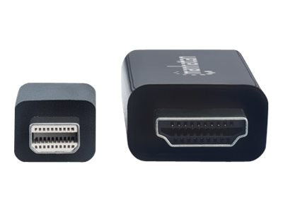 Manhattan Mini DisplayPort 1.1 to HDMI Cable, 1080p@60Hz, 1.8m, Male to Male, Black, Three Year Warranty, Polybag