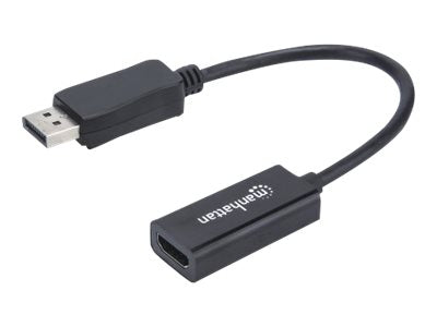 Manhattan DisplayPort 1.1 to HDMI Adapter Cable, 1080p@60Hz, Male to Female, Black, DP With Latch, Not Bi-Directional, Three Year Warranty, Polybag