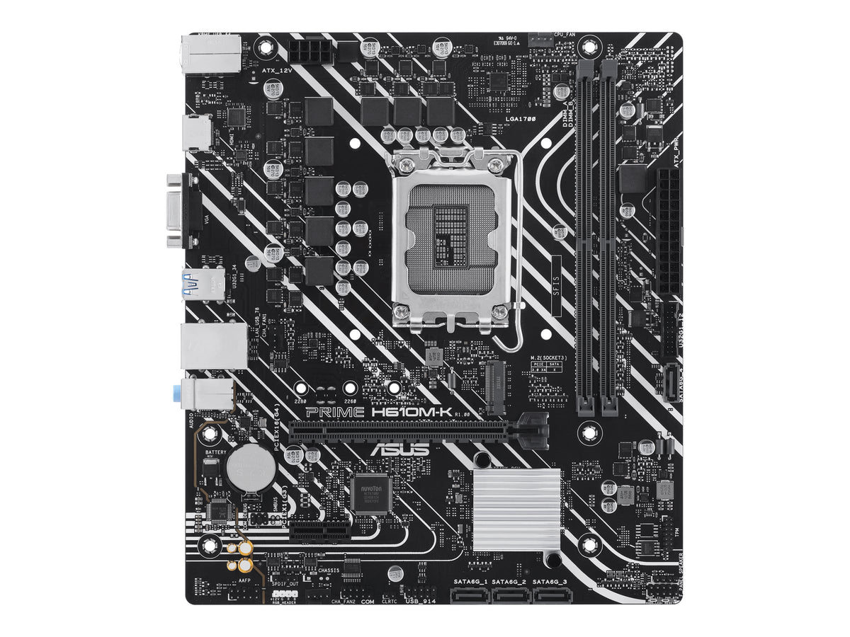 ASUS PRIME H610M-K - Motherboard - micro ATX - LGA1700-Sockel - H610 Chipsatz - USB 3.2 Gen 1 - Gigabit LAN - Onboard-Grafik (CPU erforderlich)