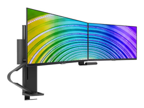 Ergotron TRACE - Befestigungskit (Griff, Basis, Hubsäule, Verlängerungsarm, Bogen, 2 Schiebegelenke, 2-teilige Tischklemme) - Patentierte Constant Force Technologie - für 2 LCD-Displays - mattschwarz - Bildschirmgröße: 54.6-68.6 cm (21.5"-27")