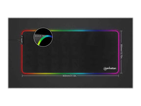 Manhattan XXL RGB LED Gaming Mousepad Smooth Top Surface Mat, Micro-textured surface for ultra-high precision with optical and laser mice (800x350x3mm)