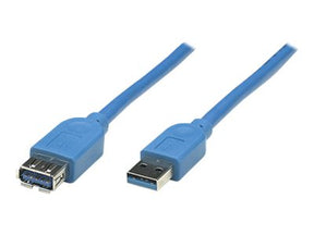 Manhattan USB-A to USB-A Extension Cable, 2m, Male to Female, Blue, 5 Gbps (USB 3.2 Gen1 aka USB 3.0)