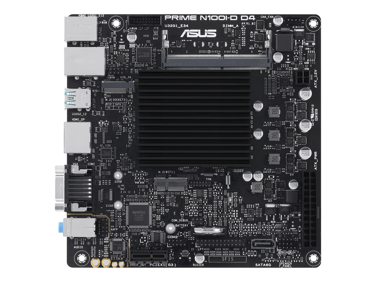 ASUS PRIME N100I-D D4 - Motherboard - Mini-ITX - Intel N-series N100 - USB 3.2 Gen 1, USB 3.2 Gen 2 - Gigabit LAN - Onboard-Grafik (CPU erforderlich)