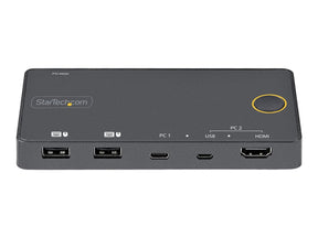 StarTech.com 2 Port Hybrid KVM Switch HDMI + USB-A & USB-C - 4K 60Hz HDMI 2.0 Monitor - Kompakter Desktop und/oder Laptop HDMI KVM Umschalter - USB Bus Powered - Thunderbolt 3 Kompatibel (SV221HUC4K)