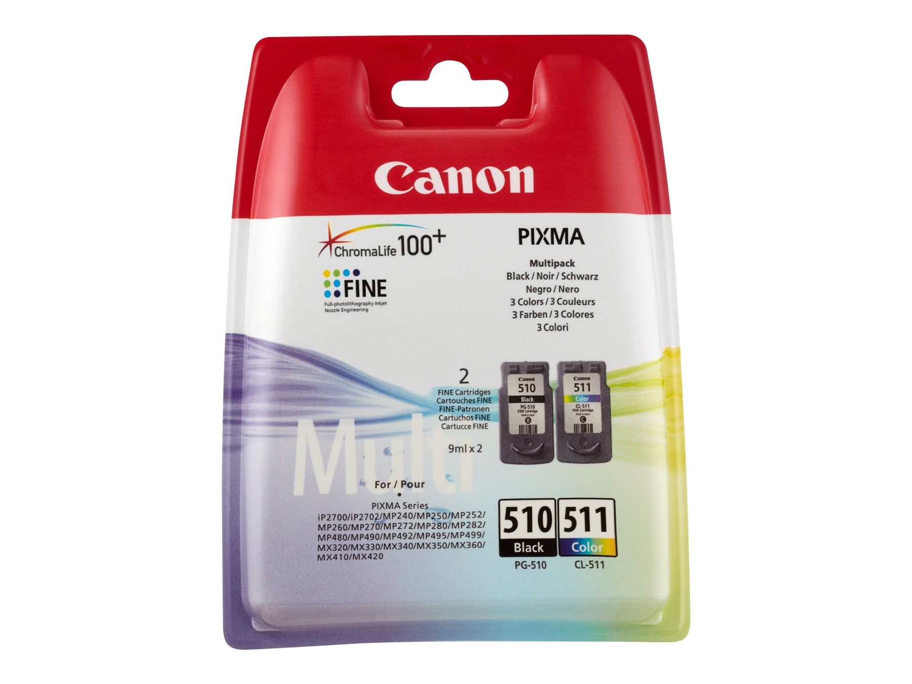 Canon PG-510 / CL-511 Multi pack - 2er-Pack - 9 ml - Schwarz, Farbe (Cyan, Magenta, Gelb)