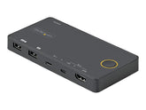 StarTech.com 2 Port Hybrid KVM Switch HDMI + USB-A & USB-C - 4K 60Hz HDMI 2.0 Monitor - Kompakter Desktop und/oder Laptop HDMI KVM Umschalter - USB Bus Powered - Thunderbolt 3 Kompatibel (SV221HUC4K)