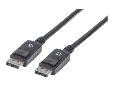 Manhattan DisplayPort 1.2 Cable, 4K@60hz, 3m, Male to Male, Equivalent to Startech DISPL3M, With Latches, Fully Shielded, Black, Lifetime Warranty, Polybag - DisplayPort-Kabel - DisplayPort (M)