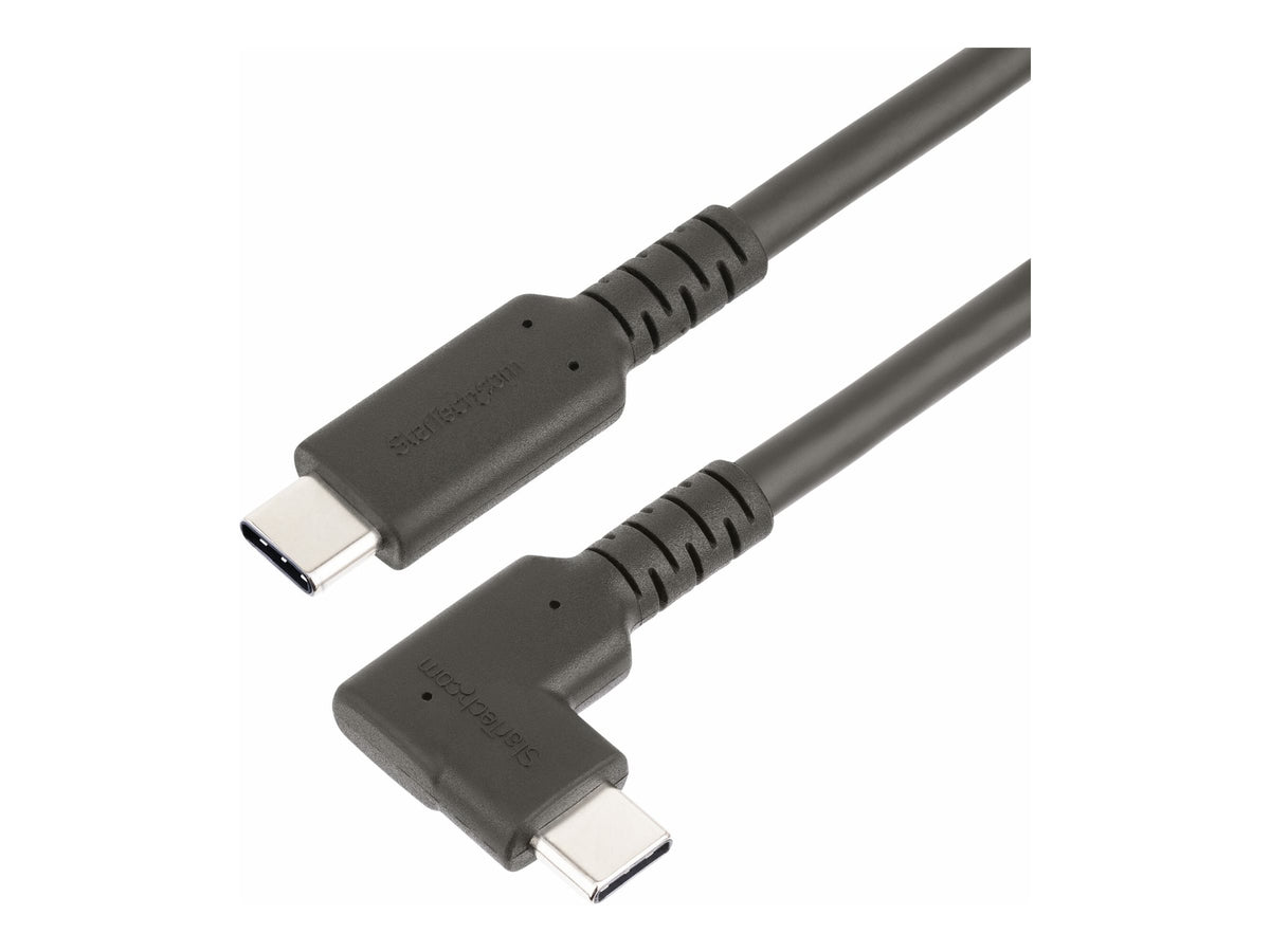 StarTech.com 3ft (1m) Rugged Right Angle USB-C Cable, USB 10 Gbps, USB C to C Data Transfer Cable, 4K 60Hz DP Alt Mode, 100W Power Delivery - 90 Degree USB-C Cable (RUSB31CC1MBR)