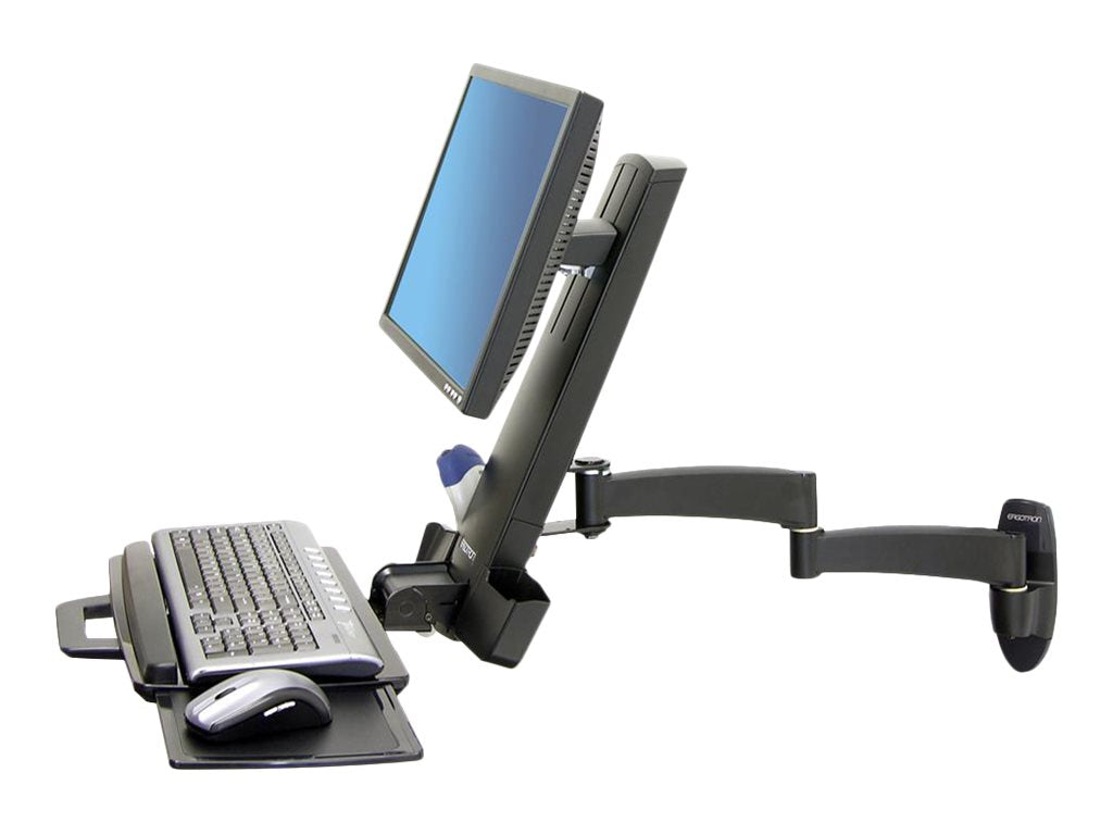 Ergotron 200 Series - Befestigungskit (Gelenkarm, Barcode-Scanner-Halter, Tastaturablage mit linker/rechter Mausablage) - für LCD-Display / PC-Ausrüstung - Stahl - Schwarz - Bildschirmgröße: bis zu 61 cm (bis zu 24 Zoll)