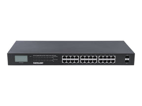 Intellinet 24-Port Gigabit Ethernet PoE+ Switch with 2 SFP Ports, LCD Display, IEEE 802.3at/af Power over Ethernet (PoE+/PoE)