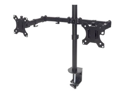 Manhattan TV & Monitor Mount, Desk, Full Motion, 2 Screens, Screen Sizes: 10-27", Black, Clamp Assembly, Dual Screen, VESA 75x75 to 100x100mm, Max 8kg (each)