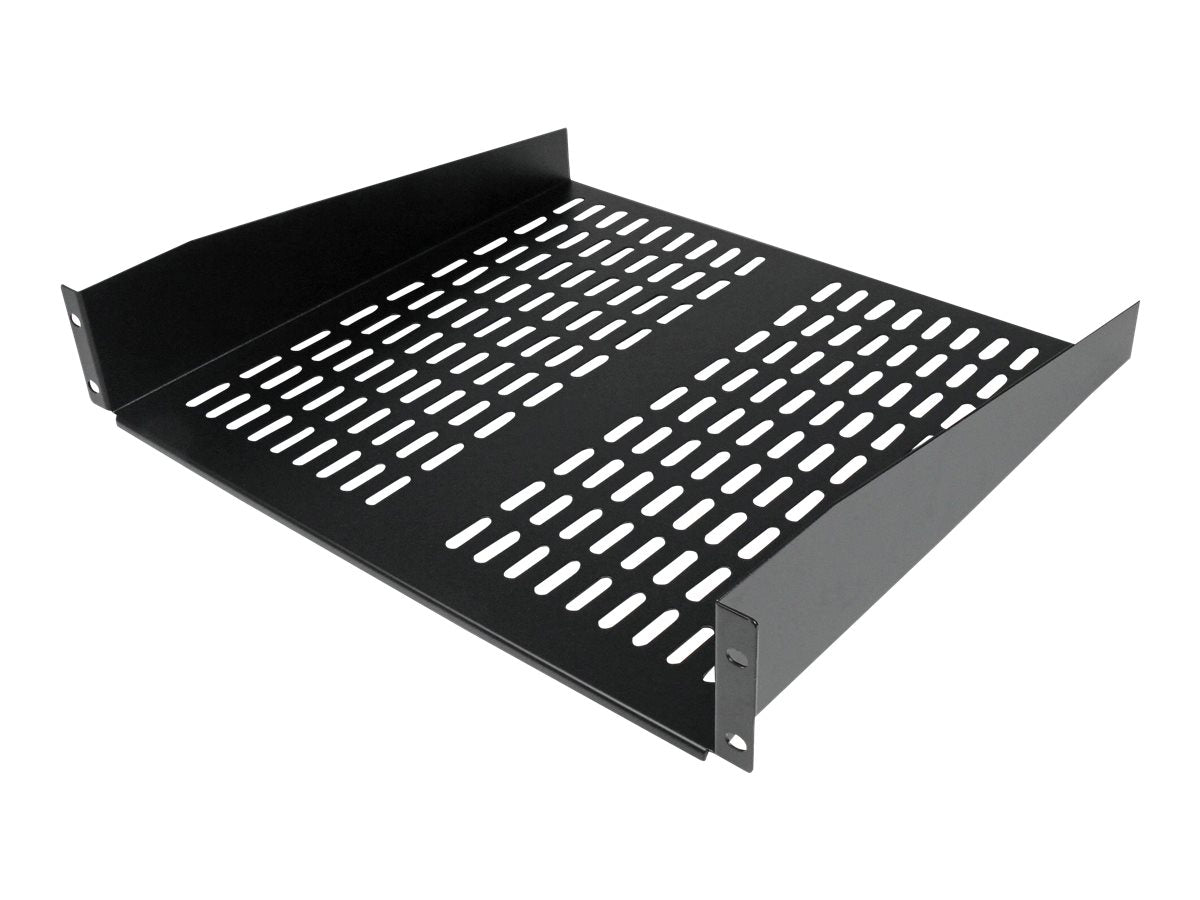 StarTech.com 2HE Universal Rack Mount Fachboden belüftet und freitragend für 19 Server Racks - 16Zoll, schwarz (CABSHELFV)