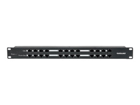 Intellinet 12-Port Passives PoE-Patchpanel / Midspanlösung, Patchpanel mit 12 RJ45-Ports für Dateneingang und 12 RJ45-Ports für Datenausgang und Stromausgang - Power Injector (Rack - einbaufähig)