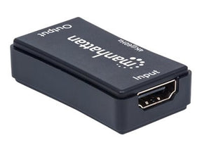 Manhattan HDMI Repeater, 4K@60Hz, Active, Boosts HDMI Signal up to 40m, Black, Three Year Warranty, Blister