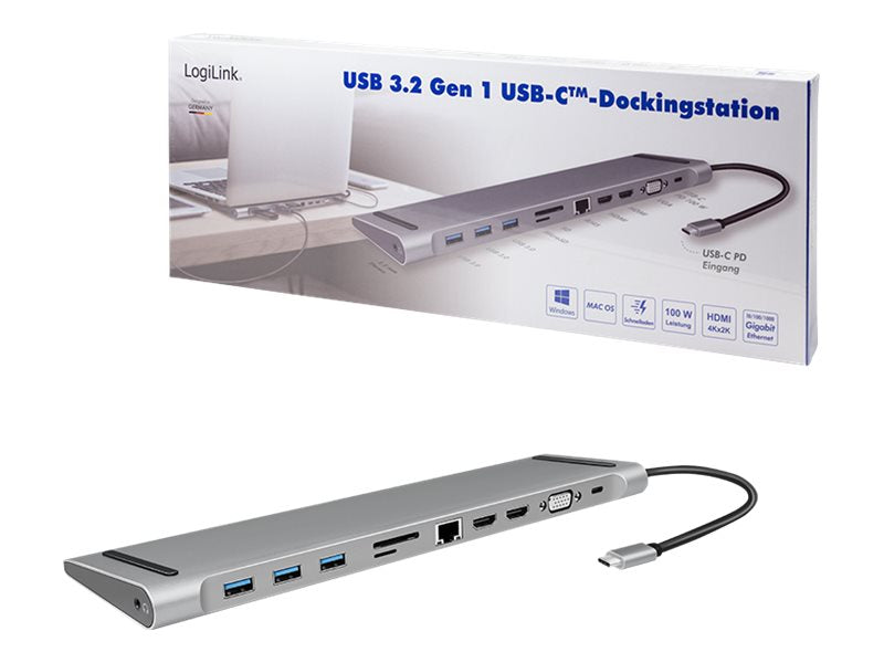 LogiLink Dockingstation - USB-C 3.2 Gen 1 - VGA, 2 x HDMI