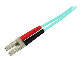 StarTech.com Aqua OM4 Duplex Multimode Fiber - 3m/ 9 ft - 100 Gb - 50/125 - OM4 Fiber - LC to LC Fiber Patch Cable (450FBLCLC3)