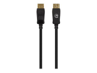 Manhattan DisplayPort 1.4 Cable, 8K@60hz, 2m, Braided Cable, Male to Male, With Latches, Fully Shielded, Black, Lifetime Warranty, Polybag - DisplayPort-Kabel - DisplayPort (M)