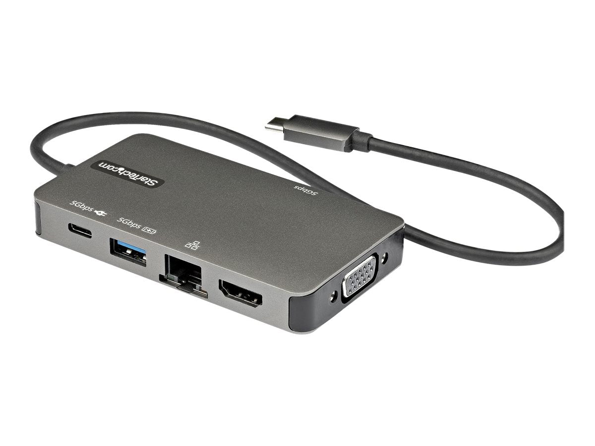 StarTech.com USB-C Multiport Adapter - USB-C auf 4K 30Hz HDMI oder 1080p VGA - USB Typ-C Mini Dock mit 100W Power Delivery Passthrough, 3-Port USB Hub 5 Gbit/s, GbE - 30cm Kabel (DKT30CHVPD2)