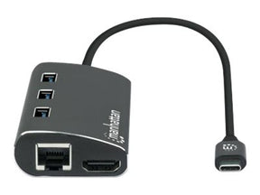 Manhattan USB-C Dock/Hub with Card Reader, Ports (x6):