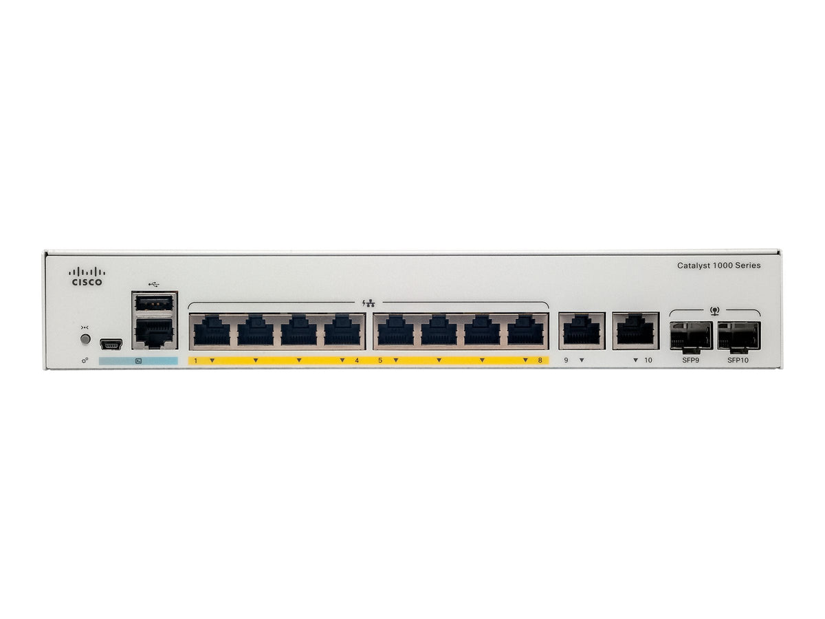 Cisco Catalyst 1000-8P-E-2G-L - Switch - managed - 4 x 10/100/1000 (PoE+)