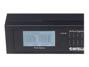 Intellinet 24-Port Gigabit Ethernet PoE+ Switch with 2 SFP Ports, LCD Display, IEEE 802.3at/af Power over Ethernet (PoE+/PoE)