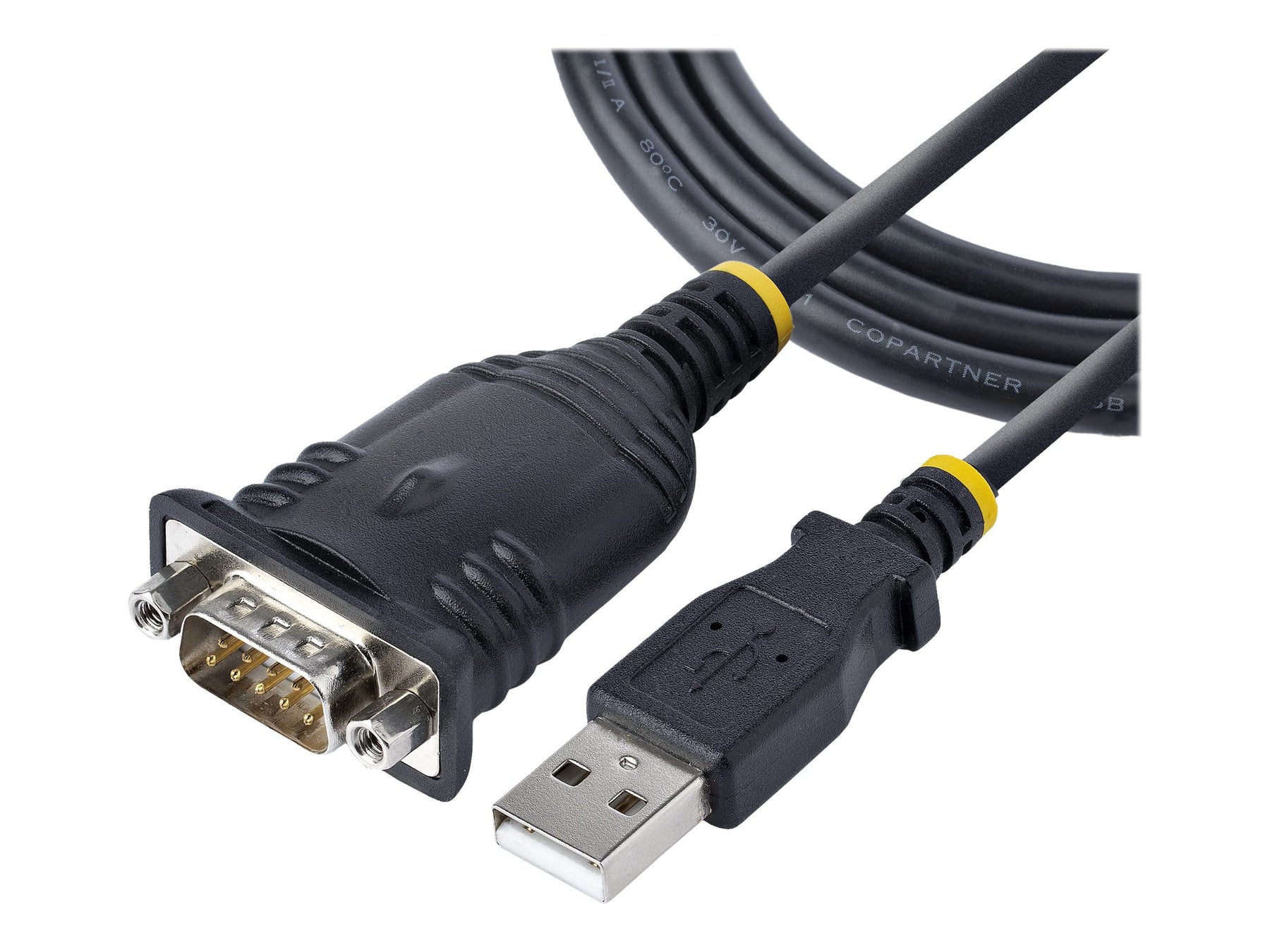 StarTech.com 3ft (1m) USB to Serial Cable, DB9 Male RS232 to USB Converter, USB to Serial Adapter for PLC/Printer/Scanner/Network Switches, USB to COM Port Adapter - Prolific IC, Automatic Handshake, Windows/macOS (1P3FP-USB-SERIAL)