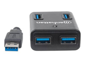 Manhattan USB-A 4-Port Hub, 4x USB-A Ports, 5 Gbps (USB 3.2 Gen1 aka USB 3.0)