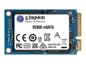 Kingston KC600 - SSD - verschlüsselt - 1024 GB - intern - mSATA - SATA 6Gb/s - 256-Bit-AES - Self-Encrypting Drive (SED)