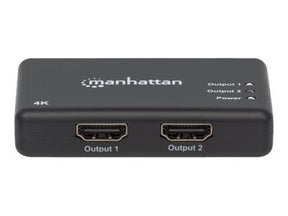 Manhattan HDMI Splitter 2-Port , 4K@30Hz, Displays output from x1 HDMI source to x2 HD displays (same output to both displays)