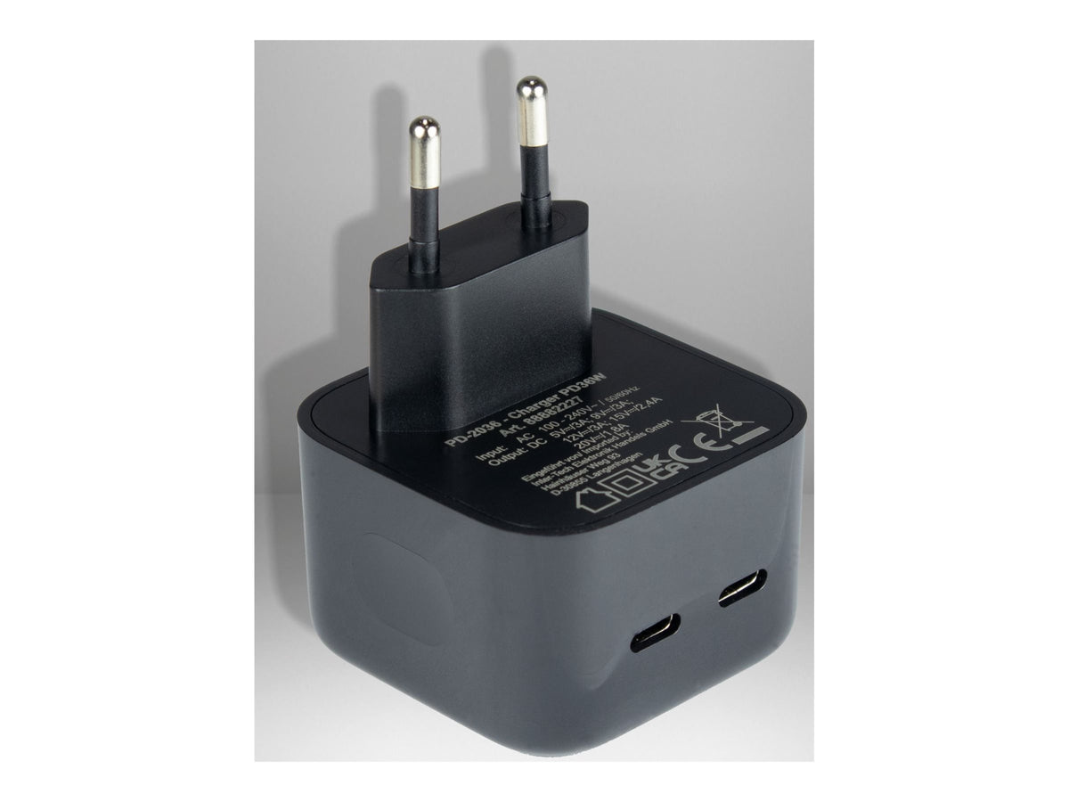 Inter-Tech PD-2036 - Netzteil - small - 36 Watt - 3 A - PD - 2 Ausgabeanschlussstellen (24 pin USB-C)