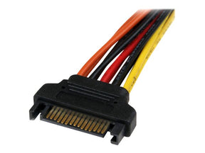 StarTech.com SATA Y-Strom-Adapterkabel mit Verriegelungs Clip 15cm - S-ATA Y Splitter Stromkabel St/Bu - Serial ATA 15pin Y-Adapter - Netz-Splitter - SATA-Stromstecker (M)