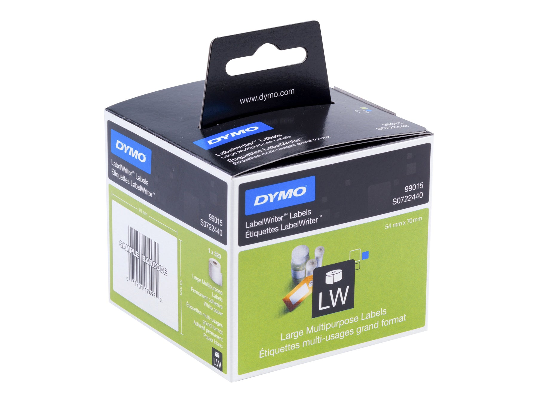 Dymo LabelWriter MultiPurpose - Papier - permanenter Klebstoff - weiß - 54 x 70 mm 320 Etikett(en) (1 Rolle(n)