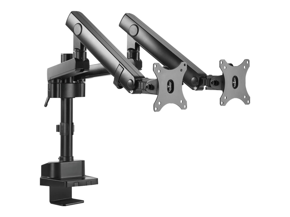 V7 Professional Touch Adjust DMPRO2DTA-3E - Befestigungskit - einstellbarer Arm - für 2 Monitore - Kunststoff, Aluminium, Stahl - Schwarz - Bildschirmgröße: 43.2-81.3 cm (17"-32")