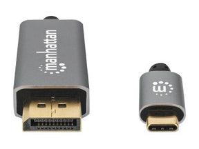 Manhattan USB-C to DisplayPort 1.4 Cable, 8K@60Hz, 2m, Male to Male, Black, Equivalent to Startech CDP2DP146B (except 20cm longer)