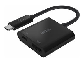 Belkin USB-C to HDMI + Charge Adapter - Videoadapter - 24 pin USB-C männlich zu HDMI, USB-C (nur Spannung)