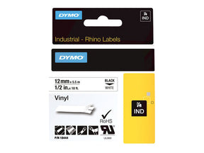 Dymo IND All-Purpose - Vinyl - Klebstoff - Schwarz auf Weiß - Rolle (1,2 cm x 5 m)